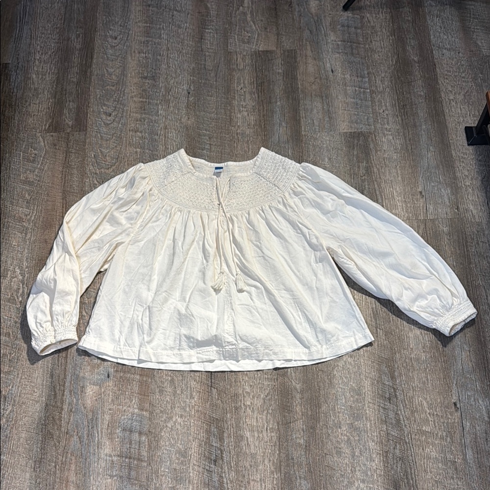 Old Navy Ivory Women's Blouse with Textured Yoke